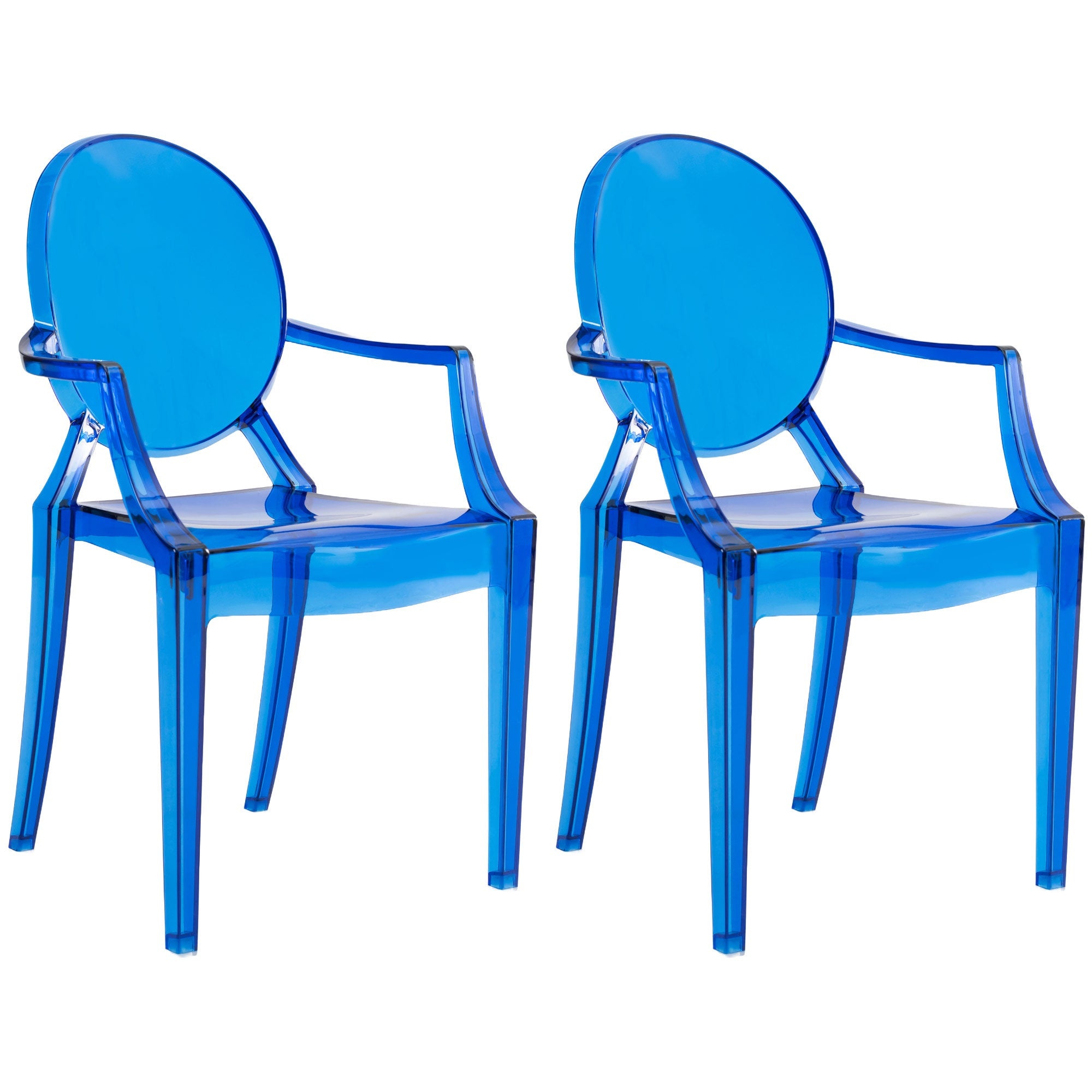 JOON 2 Pack Kids Ghost Chairs with Armrest, 25x13x14.5 Inches, Transparent