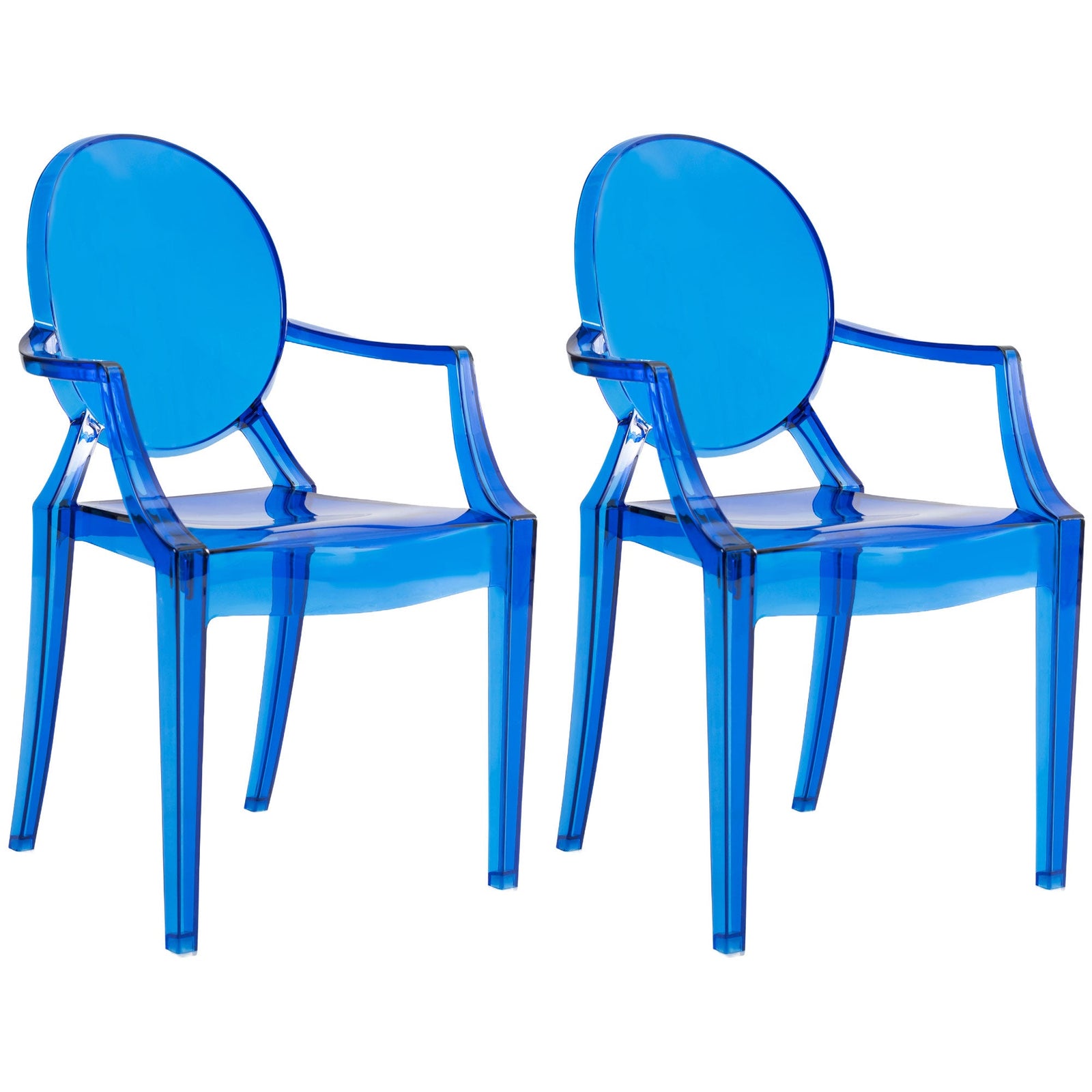 JOON 2 Pack Kids Ghost Chairs with Armrest, 25x13x14.5 Inches, Transparent