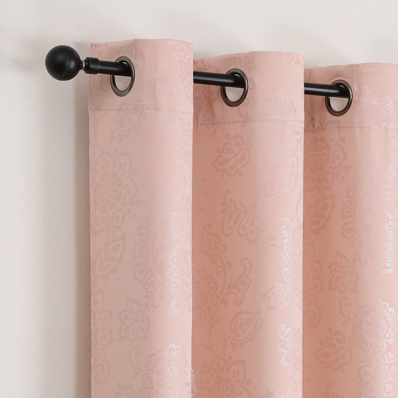 Silas Damask Metallic Grommet Room Darkening Window Panel, 52x84 Inches