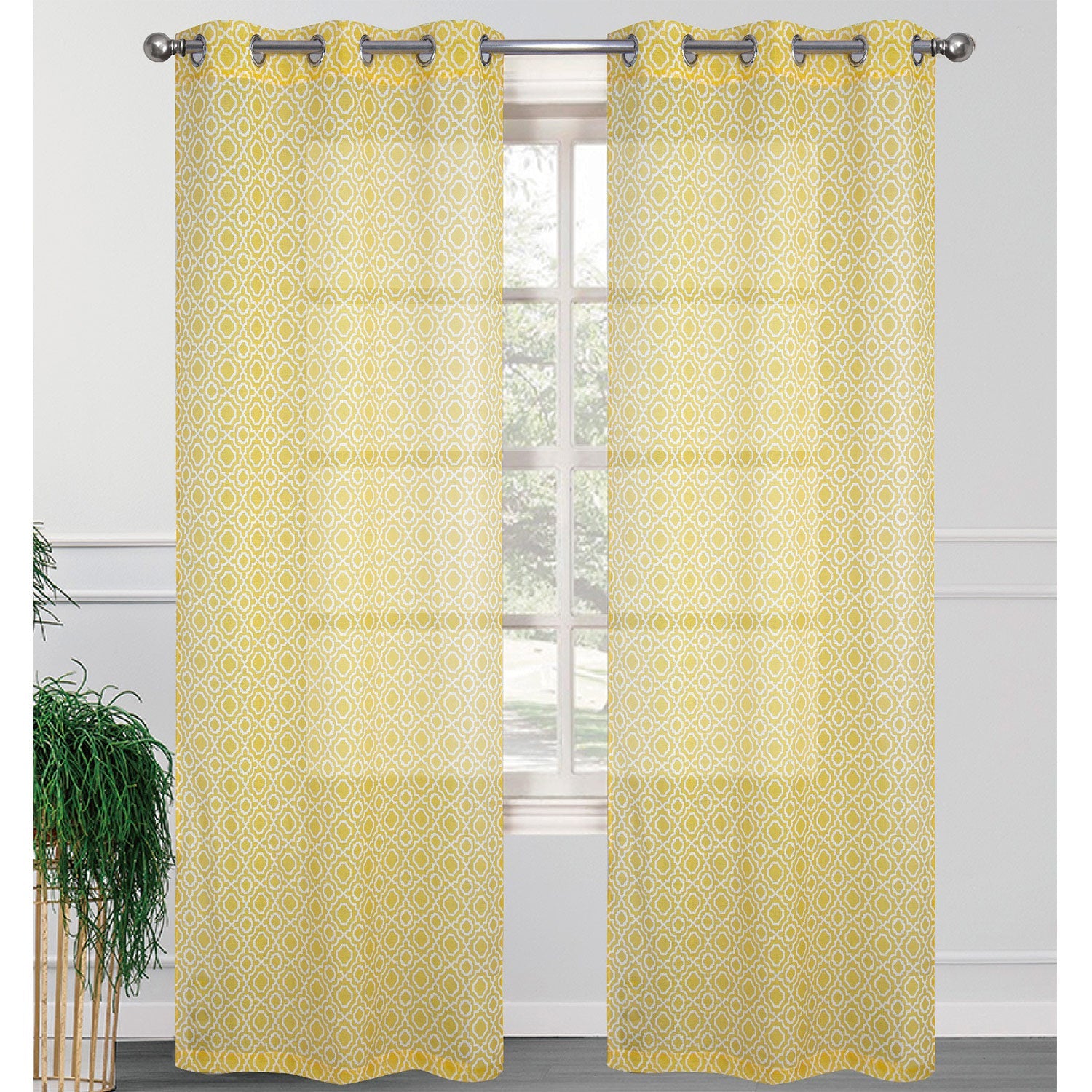 Carmen 2 Pack Morrocan Sheer Grommet Window Panel, 2-38x84 Inches