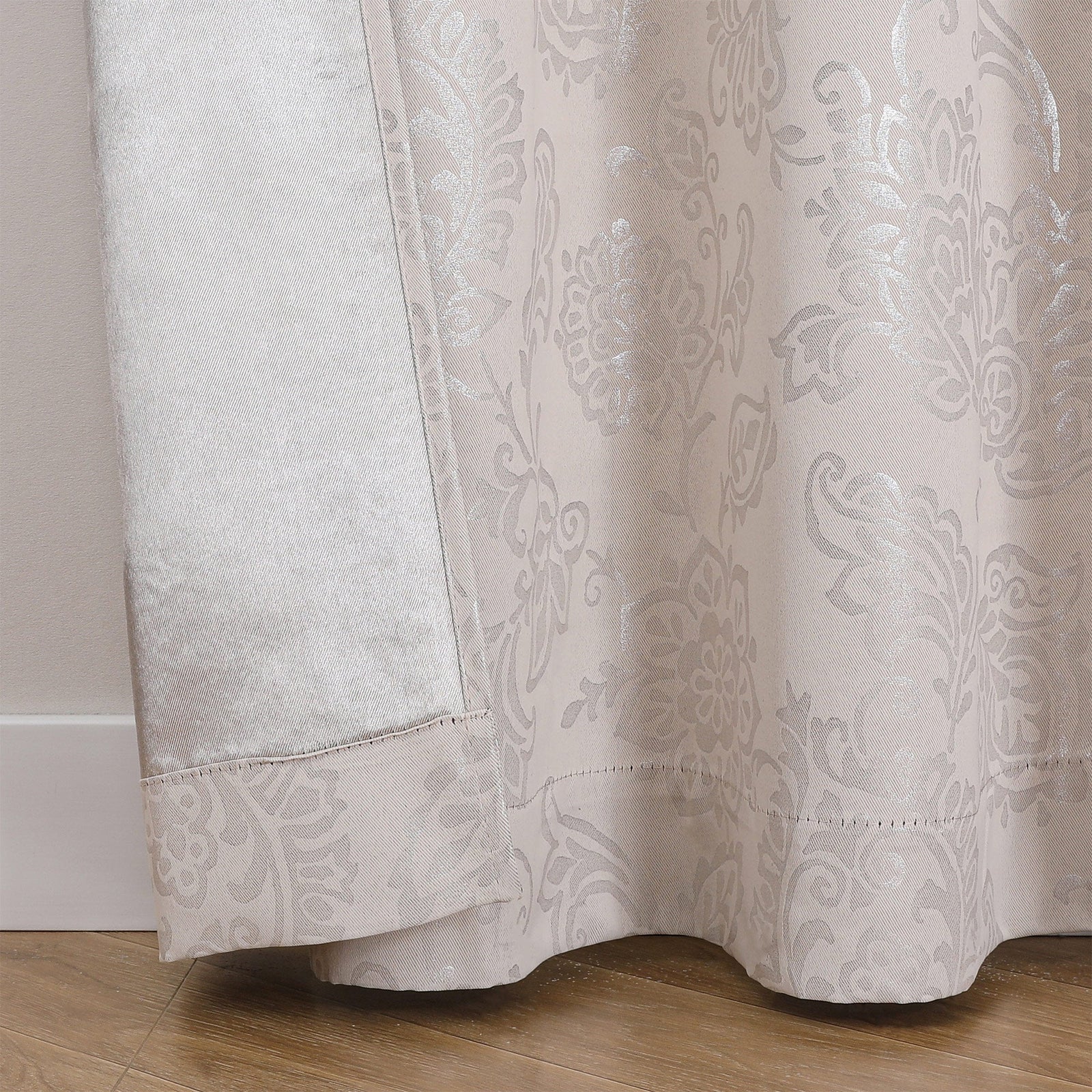 Silas Damask Metallic Grommet Room Darkening Window Panel, 52x84 Inches