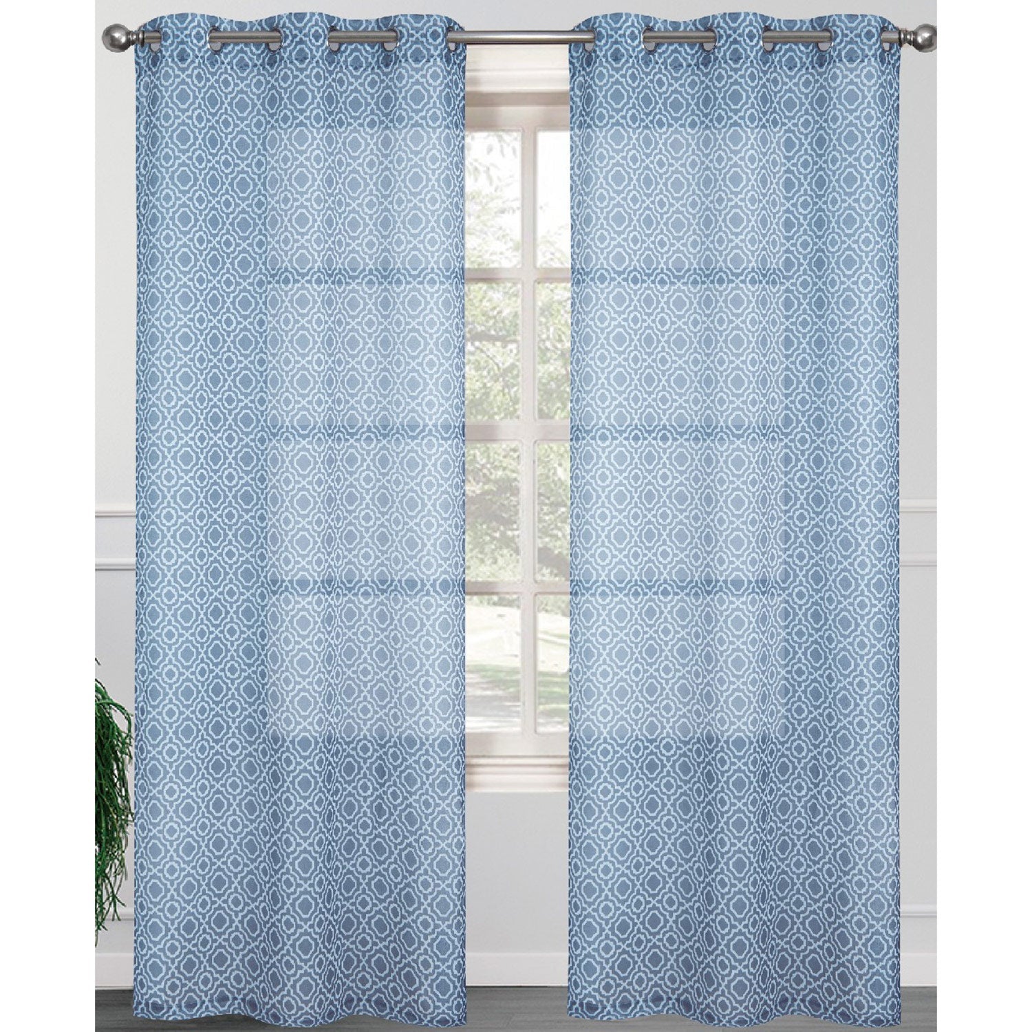 Carmen 2 Pack Morrocan Sheer Grommet Window Panel, 2-38x84 Inches