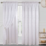 Cecilia Floral Embroidery Window Panel With Valance and Backing, 54x84 Inches