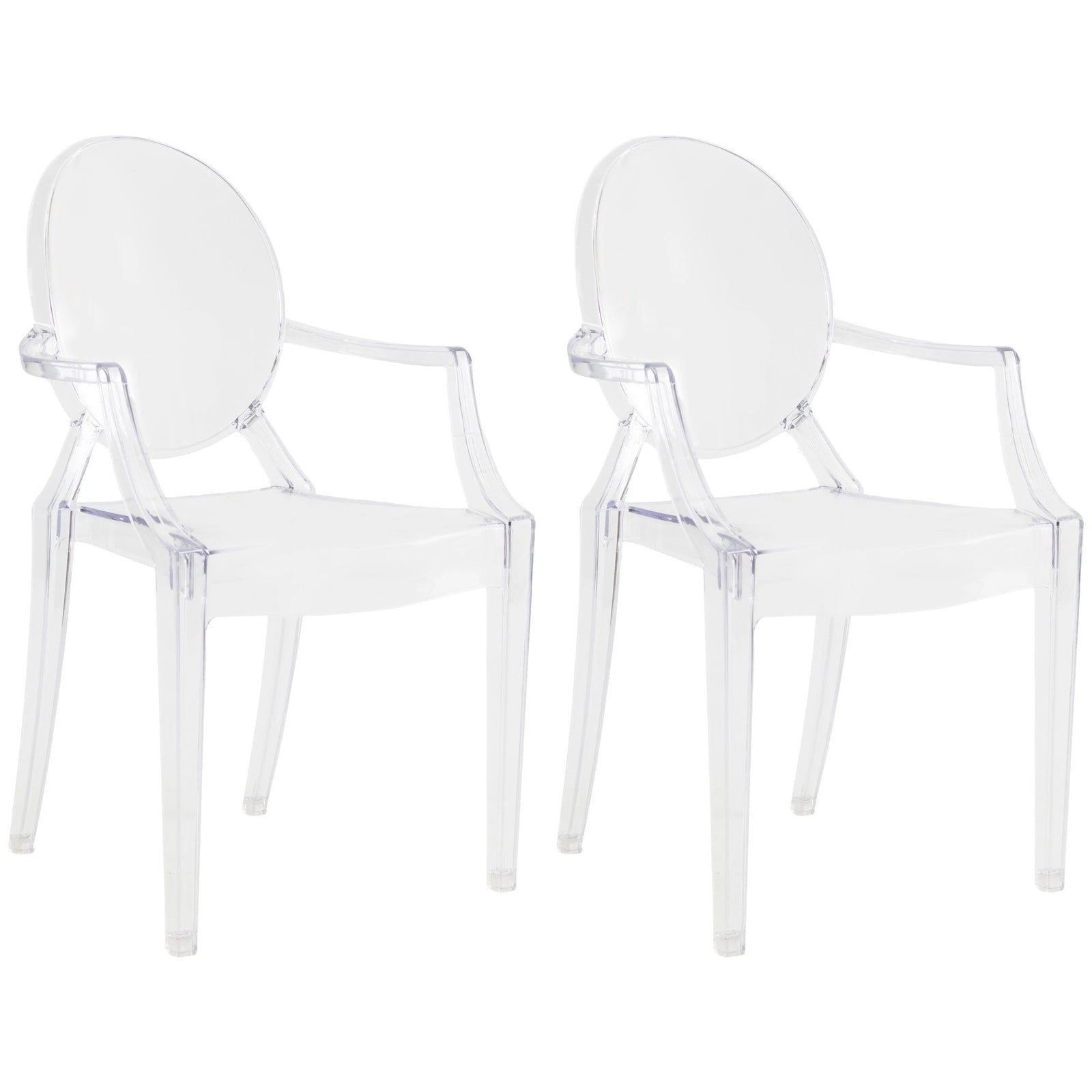 JOON 2 Pack Kids Ghost Chairs with Armrest, 25x13x14.5 Inches, Transparent