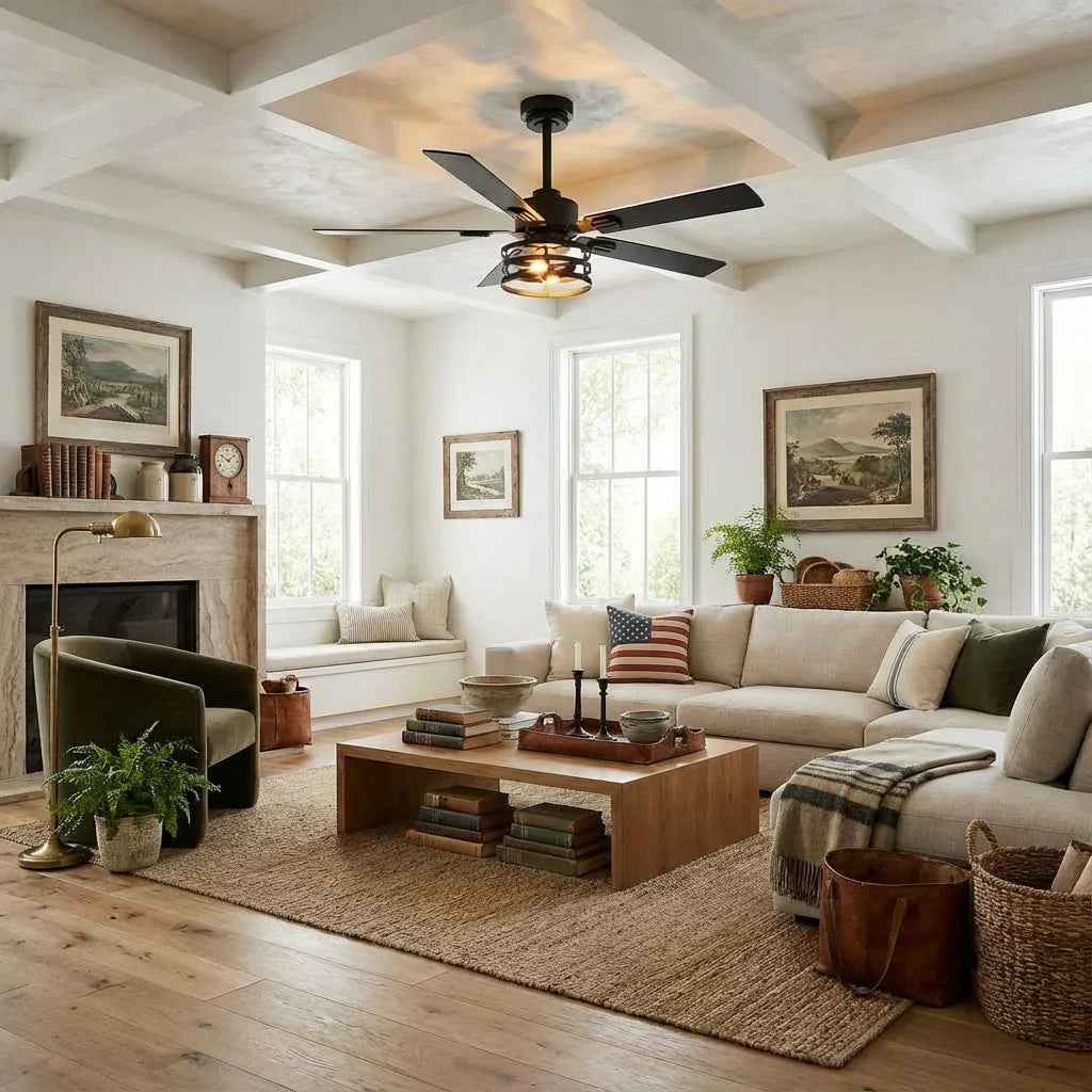 Vaczon 52 Inch 60 Inch Industrial Downrod Ceiling Fan with Light and APP & Remote Control