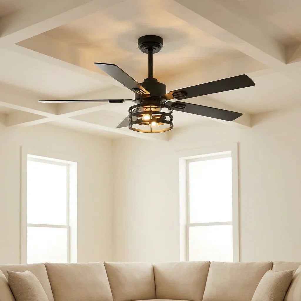 Vaczon 52 Inch 60 Inch Industrial Downrod Ceiling Fan with Light and APP & Remote Control
