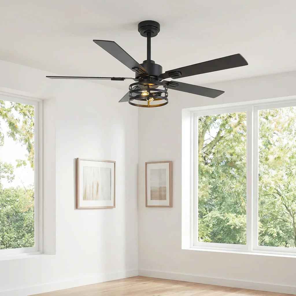 Vaczon 52 Inch 60 Inch Industrial Downrod Ceiling Fan with Light and APP & Remote Control