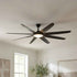 65" Industrial DC Motor Downrod Mount Ceiling Fan with Lighting and Remote Control