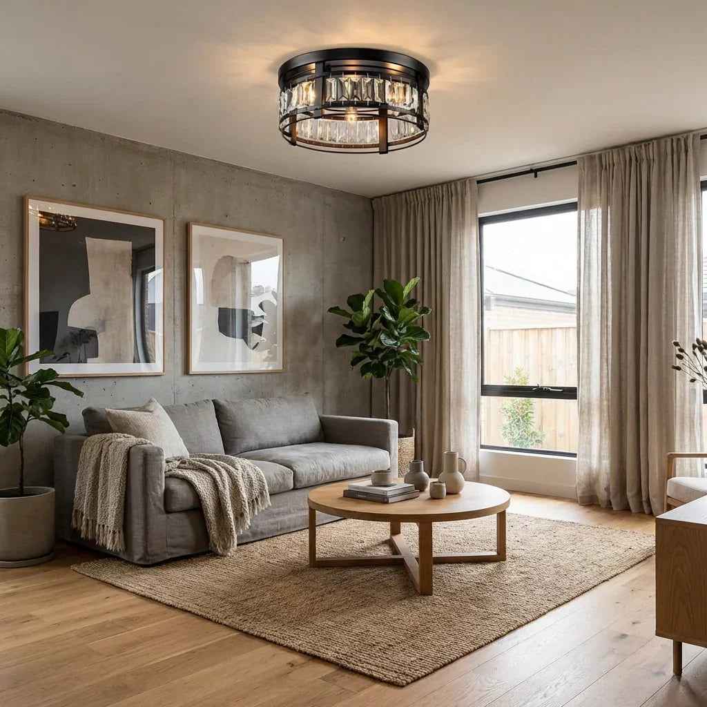 3-Light Modern Crystal Flush Mount Ceiling Light