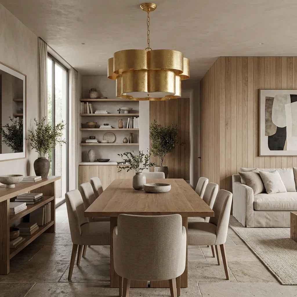 Golden 5-Light Iron Dry Rated Island Pendant Lighting