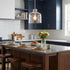 Kara Farmhouse 1-Light Textured Glass Nickel Island Pendant Light