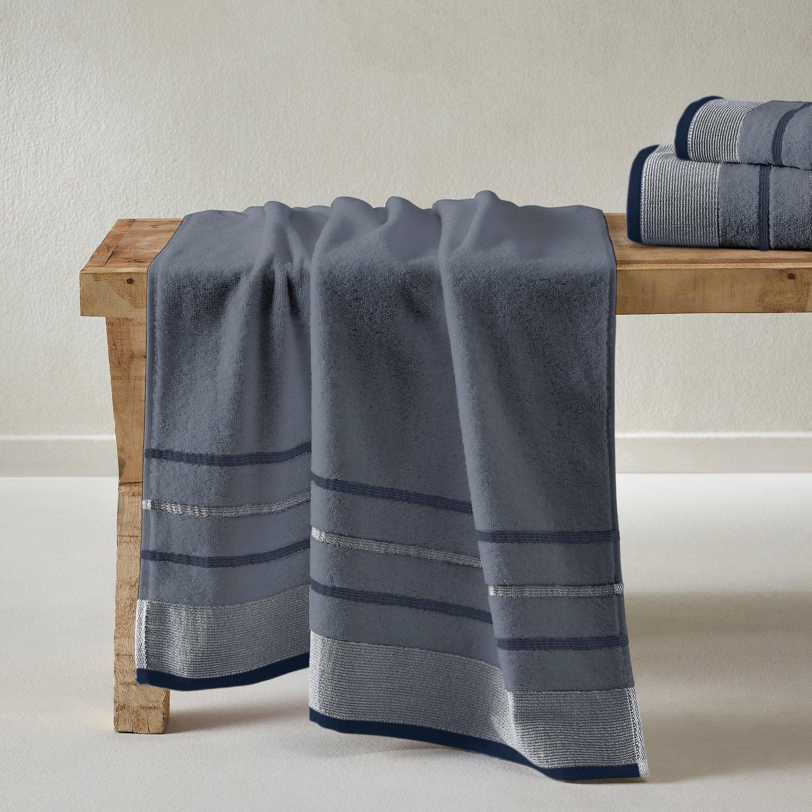 Decorative Cotton Stripe Bath Towel Set - Noelle Collection