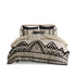 3 Piece Cotton and Flax Linen Blend Comforter Set with Chenille Trim - Full/Queen, White+Black