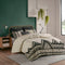 3 Piece Cotton and Flax Linen Blend Comforter Set with Chenille Trim - Full/Queen, White+Black