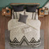 3 Piece Cotton and Flax Linen Blend Comforter Set with Chenille Trim - Full/Queen, White+Black
