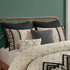3 Piece Cotton and Flax Linen Blend Comforter Set with Chenille Trim - Full/Queen, White+Black