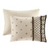 3 Piece Cotton and Flax Linen Blend Comforter Set with Chenille Trim - Full/Queen, White+Black