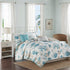 Aqua Cotton Sateen Quilt Set with Coastal Motifs - 6 Piece Full/Queen