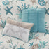 Aqua Cotton Sateen Quilt Set with Coastal Motifs - 6 Piece Full/Queen