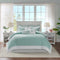Aqua Duvet Cover Mini Set with White Coral Embroidery - King/Cal King