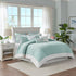 Aqua Duvet Cover Mini Set with White Coral Embroidery - King/Cal King