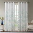 Burnout Printed Curtain Panel with Semi-Sheer Botanical Design - Aqua