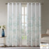 Burnout Printed Curtain Panel with Semi-Sheer Botanical Design - Aqua