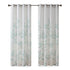 Burnout Printed Curtain Panel with Semi-Sheer Botanical Design - Aqua