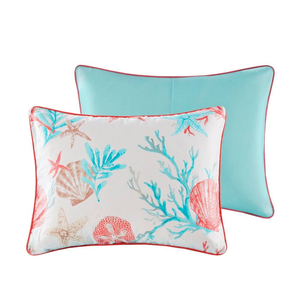 Coral Cotton Sateen 7 Piece King Comforter Set with Hypoallergenic Fill - Coral