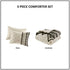 Cotton and Flax Linen Blend Comforter Set with Chenille Trim - Natural & Black