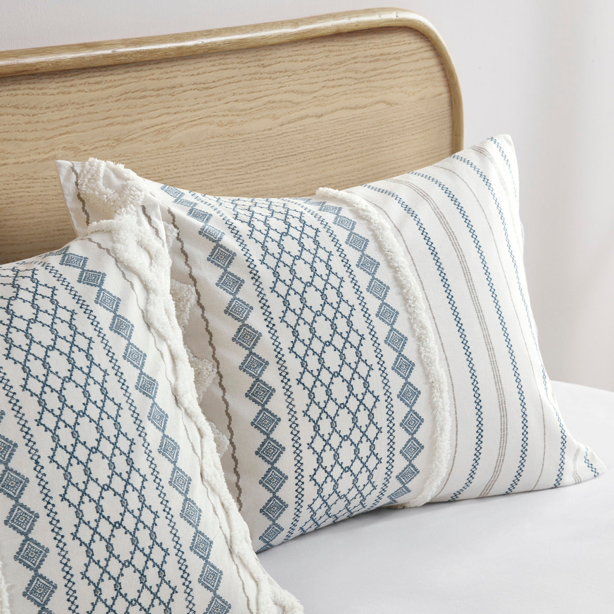 Cotton Printed Duvet Cover Set with Chenille - Full/Queen