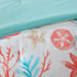 Cotton Sateen Comforter Set with Coastal Motifs - Coral