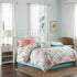 Cotton Sateen Comforter Set with Coastal Motifs - Coral