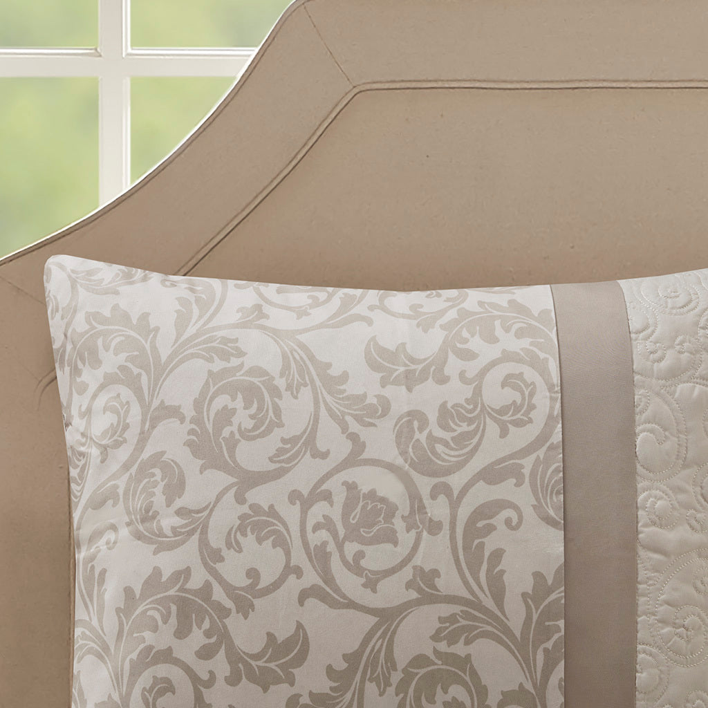 Embroidered 8 Piece Comforter Set with Hypoallergenic Fill - Neutral King