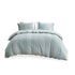 Full/Queen Cotton Jacquard Duvet Cover Set with Reversible Design - Aqua/Ivory