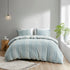 Full/Queen Cotton Jacquard Duvet Cover Set with Reversible Design - Aqua/Ivory