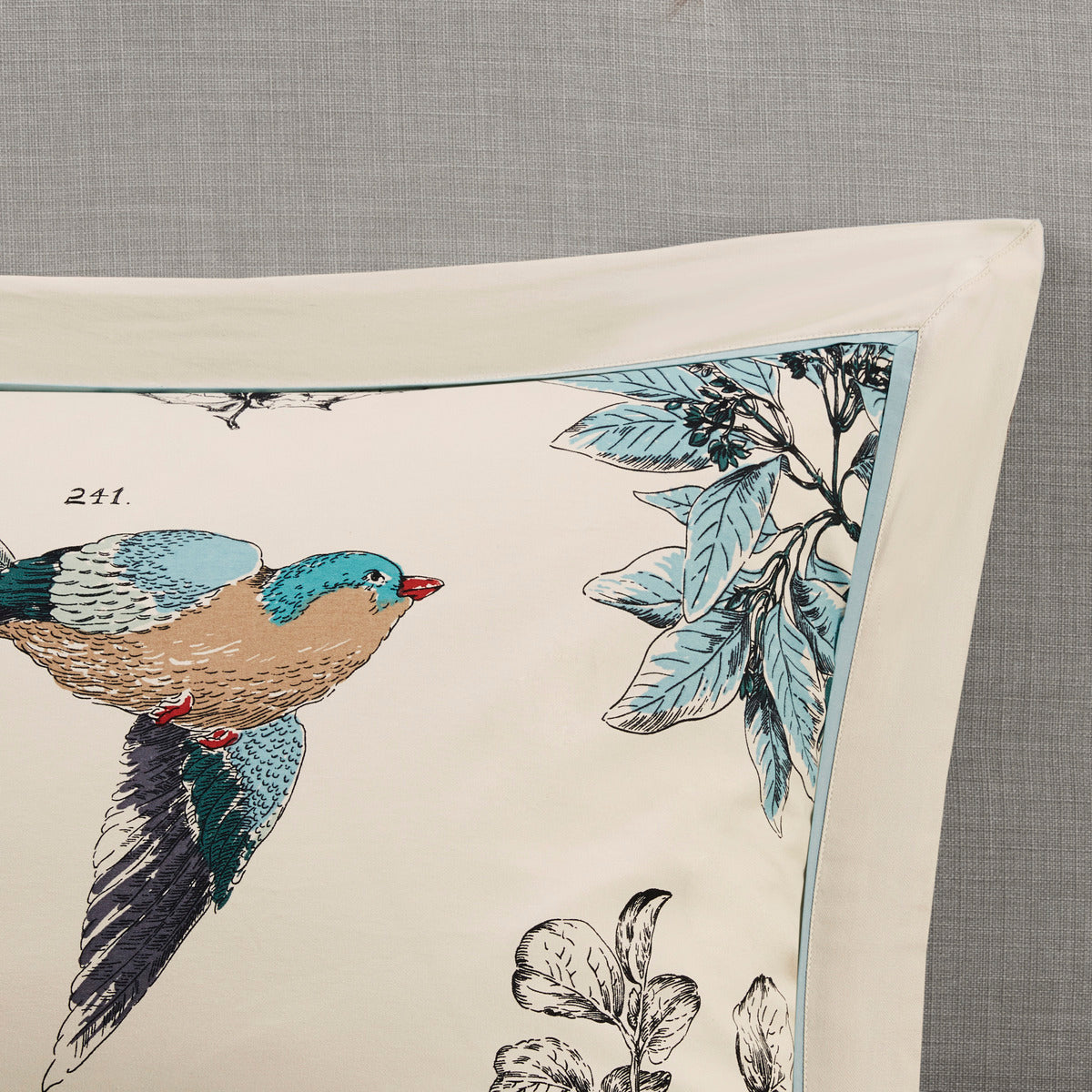 Khaki Printed Cotton Twill Comforter Set with Leaf & Bird Print - 7 Piece Cal King