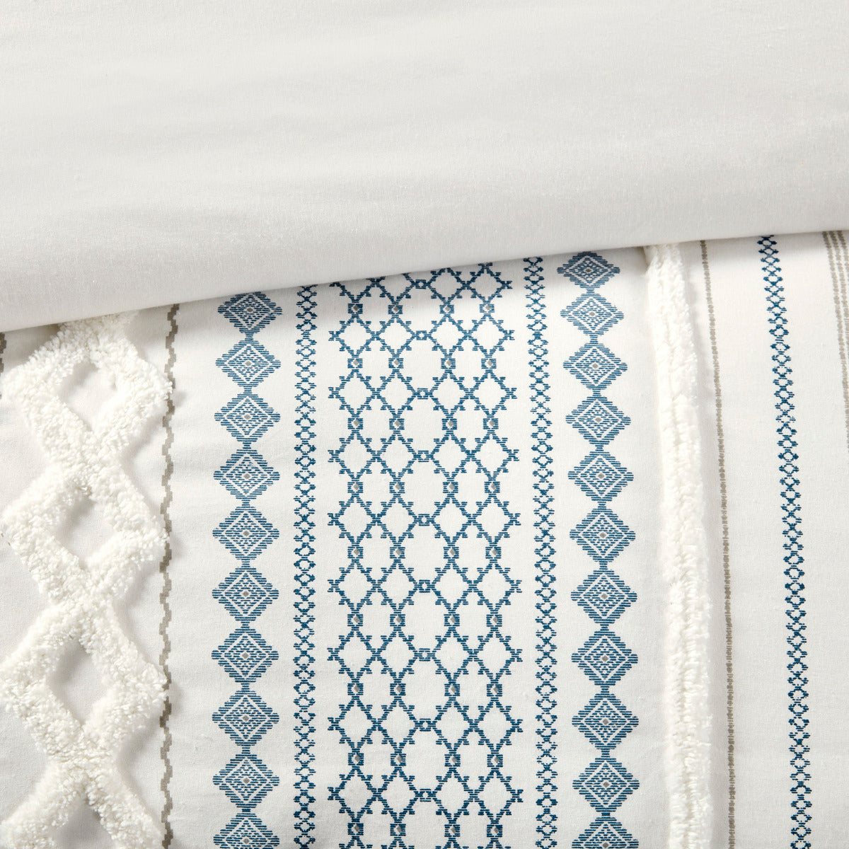 King/Cal King Cotton Printed Duvet Cover Set with Chenille - Aztec Print