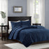 Navy Velvet King/Cal King Quilt Set with Geometric Stitching – 3 Piece