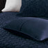 Navy Velvet King/Cal King Quilt Set with Geometric Stitching – 3 Piece