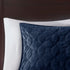 Navy Velvet King/Cal King Quilt Set with Geometric Stitching – 3 Piece