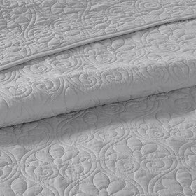 Reversible Quilt Set with Antimicrobial Cotton - Grey King/Cal King