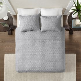 Reversible Quilt Set with Antimicrobial Cotton - Grey King/Cal King