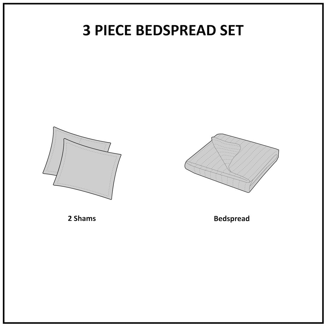 Seafoam Reversible Bedspread Set with Quilted Medallion Design - King/Cal King