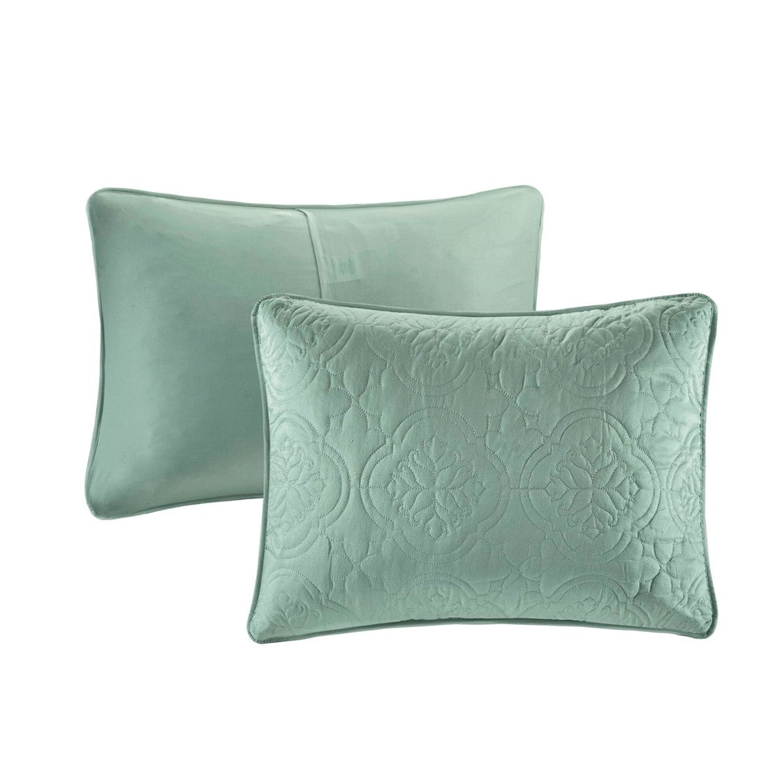 Seafoam Reversible Bedspread Set with Quilted Medallion Design - King/Cal King