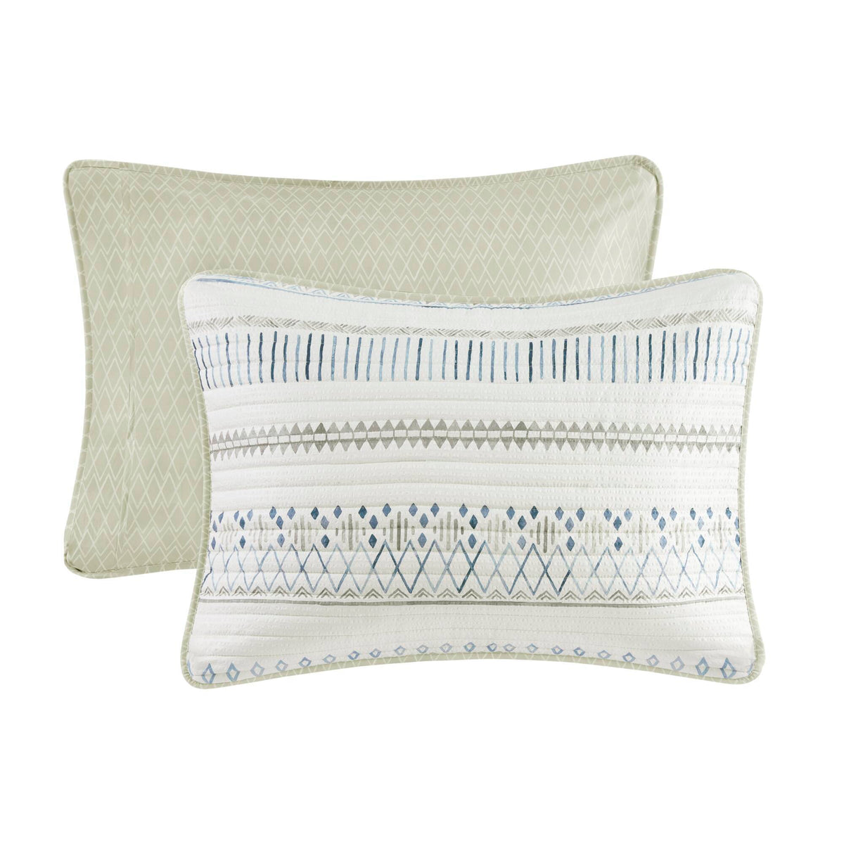 Seersucker Quilt Set with Antimicrobial Finish - Taupe Blue