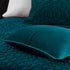 Teal Velvet 3 Piece Quilt Set with Geometric Quilting - Full/Queen