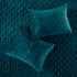 Teal Velvet 3 Piece Quilt Set with Geometric Quilting - Full/Queen