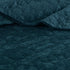 Teal Velvet 3 Piece Quilt Set with Geometric Quilting - Full/Queen