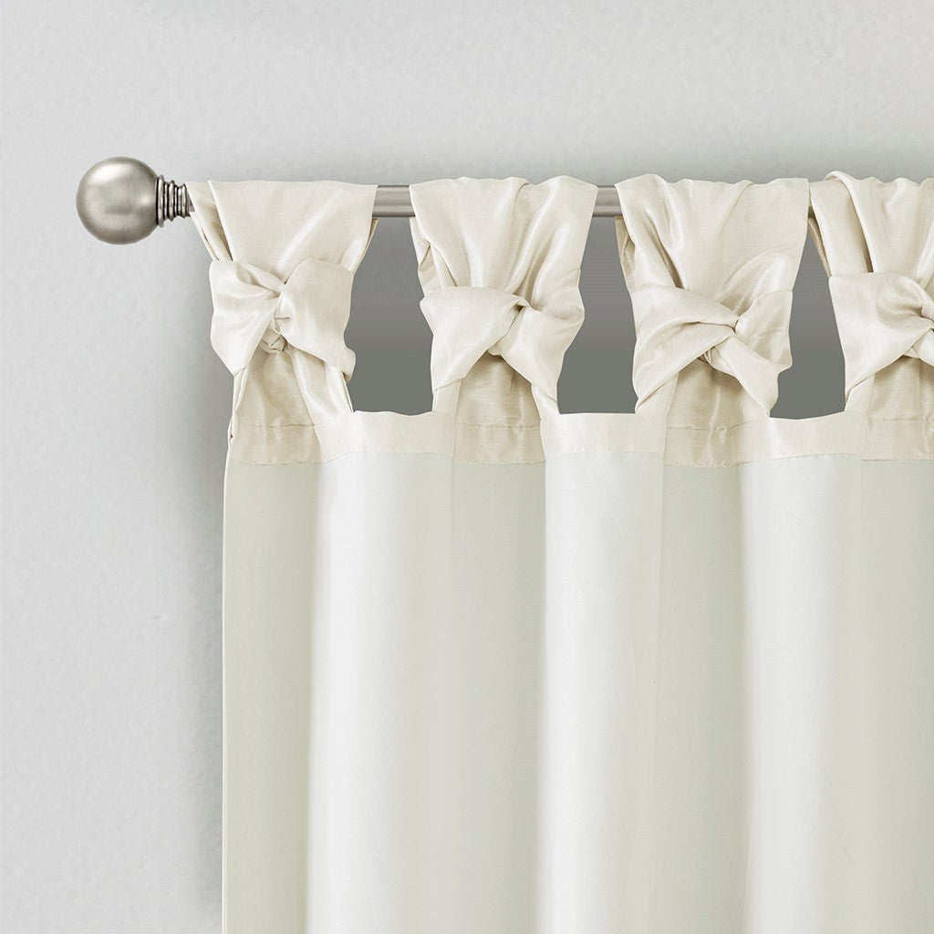 Twist Tab Lined Window Curtain Panel with Enhanced Privacy - White